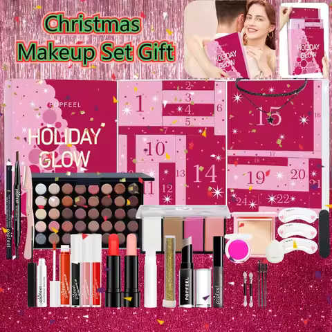 Christmas Countdown Makeup Set Lipstick Eye Shadow Cosmetics 24-Piece Holiday Beauty Advent Calendar