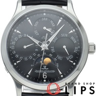 積家 Master Control 萬年曆腕錶 37 毫米 Master Control Perpetual 140.8.80.S，附錶盒、保固卡、不鏽鋼/皮革錶帶，男士腕錶，黑色，成色極佳 [二手]