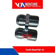 3/8" NPT x 3/8" JIC Double nipple hydraulic nipple (MB x MJ)