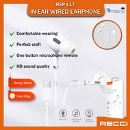 Recci REP-L17 In-ear Wired Earphone / Type-C/ HD Sound Quality / HD Mic / Volume Control