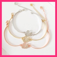 (Ready stok) Bracelet Girls Crystal Silver Swan Bangle (GB2)