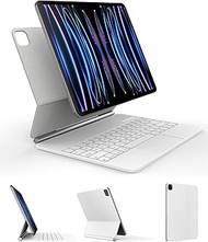 Magnetic Keyboard Case Compatible with iPad Pro 11 inch 2022/2021/2020/2018,[Smart Wake-up] [Sensitive Touchpad] [Floating Cantilever Stand] Easy to set Wireless Smart Keyboard Case Cover, White