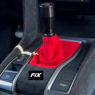 FIX-หุ้มหัวเกียร์รถยนต์-ของแต่งรถแบบ สีแดง JDM เกียร์รถทุกชนิด ถุงเกียร์ หนังอาคันทาร่าแท้ Mugen Spo