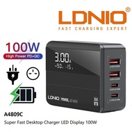 LDNIO A4808Q ( 65W )/ A4809C ( 100W )  LED DISPLAY DESKTOP CHARGER PD SUPER FAST CHARGING DESKTOP AD