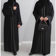 Abaya Hitam Polos Bordir Anak Pondok Remaja / Gamis Syari / Exclusive Casual Abaya Hitam Bordir Bahan Jetblack Saudi Dress Maxi Turki Umroh Kwalitas Butik