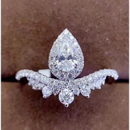 CVD Lab Cultivation Diamond Diamond Ring 30 Points 18K White Gold Female Water Drop Pear Shape Crown