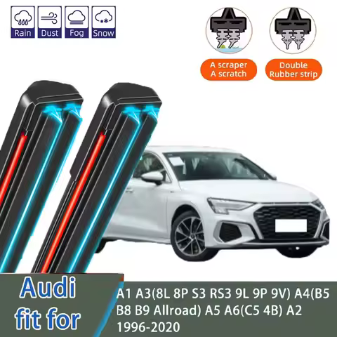 For Audi A1 A3 8L 8P RS3 S3 8P1 A4 B6 8E 8H A5 A6 C5 4B Front Windscreen Wipers Double Rubber Car Wi