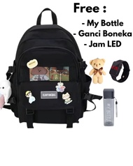 Tas Ransel Sutera Motif Kartun Casual Polos 2025 untuk Anak SMP SD SMA - Warna Cerah dengan Gratis B