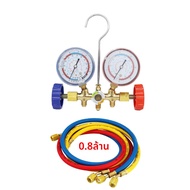 มิเตอร์ท่อร่วมไอดี3ทาง สารทำความเย็น HVAC อุปกรณ์วินิจฉัยและชาร์จ R12 R22 R404A R134A ข้อต่อด่วนที่ป