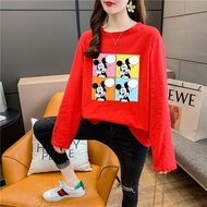 [TSHIRTWOMEN] Baju T Shirt Perempuan Lengan Panjang Plus Size Long Sleeve T-shirt Mickey Mouse Blouse Clothes