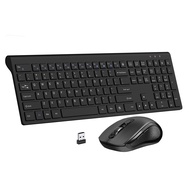 Wireless Keyboard Mouse Combo,Acozykitten Ultra Slim Full Size Computer Keyboard and 2400 DPI USB Si