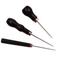 Gourd-Shaped Solid All-Steel Awl Needle Hand-Perforated Awl Straight Awl Sewing Wooden Handle Awl Sh