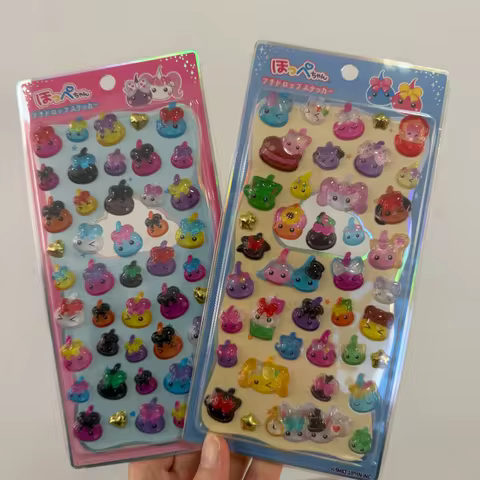 Cute 2Pcs Hoppe-Chan Cartoon 3D Three-Dimensional ReliefCrystal Sticker Diy Handmade Decoration Phon