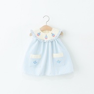Korean style summer short-sleeved plaid dress for girls D1110