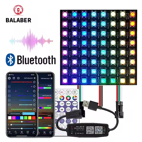 WS2812B USB Music 8X8 16X16 8X32 With 28Keys 2.4G Controller Individually Addressable LED Panel Ligh