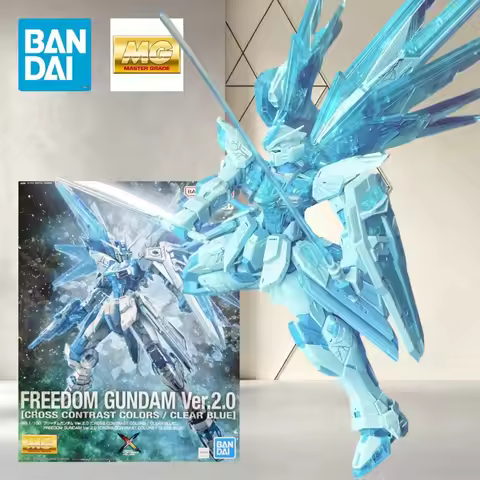 Bandai 4‑Style MG Freedom Gundam Ver.2.0 Collection Silver Coating Clear Color Kira Bust Set Cross C