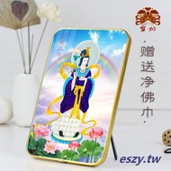 Buddha Edge Table~High-Definition Buddha Statue Painting Treasure Heavenly Girl Portrait Ornaments Table Stand Golden Picture Frame Painting Table Pendulum Crystal Print Portrait
