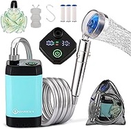 Brarvagur Portable Camping Shower,Upgrade Rechargeable Electric Shower Pump with USB-C, Handheld Filter Shower Head Two-Meter Hose Suitable for Outdoor Hiking, RV Travel, Beach Vacations