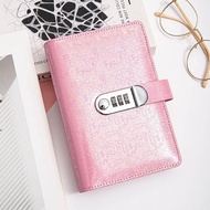 [Deli Atk] Hologram Leather Binder Numeric Motif Number Lock Code A6 6 Holes Savings Journal Binder