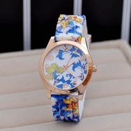 Women Watch Beautiful Flower Porcelain Design Ladies watches Silicon Strap Quartz Watches For Women Ladies Girls jam tangan perempuan cantik 女士手表