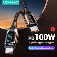 USAMS PD100W USB Type C to USB C Digital Display Charging Power USB-C Cable For Huawei Samsung Galaxy/Xiaomi Note 7 Redmi Note 8/Macbook/iPad