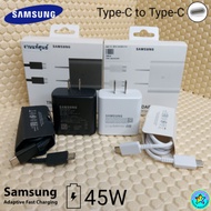 ที่ชาร์จซัมซุงแท้100% ชุดชาร์จSamsung 45W (หัวชาร์จด่วน +สายชาร์จเร็ว )Samsung Super Fast Charge 45W. พร้อมสายชาร์จด่วน USB C To C Cable 45W ตรงรุ่น Note20 S20