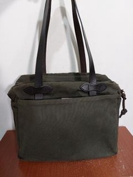 美國製 Filson Rugged Twill 70261 防潑水 斜紋帆布 黃銅拉鍊 植鞣 真皮 軍綠 托特包 手提包 側背包
