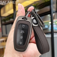 Leather Car Key Case Cover Shell Fob For Hyundai Santa Fe Tucson 2022 NEXO NX4 Ioniq 5 Atos Prime Solaris 2021 Auto Accessories