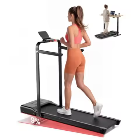 Home use walking pad treadmill with aluminum alloy frame, black color, 9 manual incline and quiet 3.