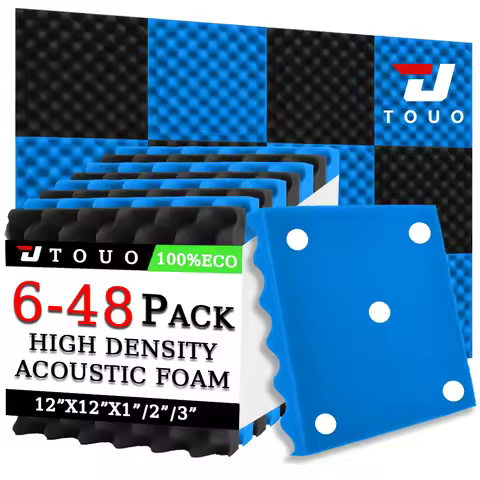 TOUO Gaming Room Sound Panels with Acoustic Foam Egg Crate 12"x12"x1/2/3" for Wall Treatment