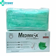 หน้ากากอนามัย สำหรับผู้ใหญ่ Medimask ASTM LV 2 หน้ากากอนามัย ใช้ทางการแพทย์ สีเขียว Medical Mask Gre