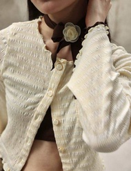 MELODI RUFFLE CREAM TOPเสื้อแขนยาวผู้หญิง