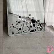 2023 New Spring Wear Cute Cat Creative Mirror Kitchen Glass Door Wardrobe Decorative Stickers New Year Paper-Cut for Window Decoration/Creative mirror mirror decorative wall stickers bathroom toilet self-adhesive