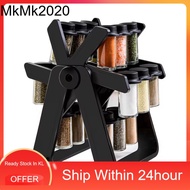 Glass Seasoning Rack 18-In-1 Ferris Wheel Rotatable Bottle Set Spice Jar Glass Bottle Tower Rack Org