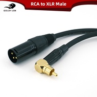 GOLLEY LION XLR Male to Right-Angle RCA Cable | Low-Profile Space-Saving Audio Cable for Amplifier, 