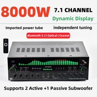 8000W Power Amplifier 7.1 Channel Home Theater Karaoke Amplifier Bluetooth Stereo Surround Sound AV 