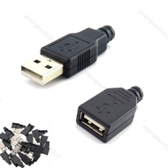 10pcs 3 in 1 Type A Female Male Mirco USB 2.0 Socket 4 Pin Connector Plug Black Plastic Cover DIY Connectors Type-A Kits  SG5L3