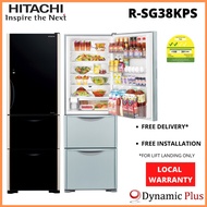 Hitachi R-SG38KPS Solfege 3 Doors Bottom Freezer Fridge with free gift 5pcs vacuum container set