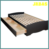 JRBAS Mate S Twin 3-Drawer เตียงเก็บของแพลตฟอร์มมินิมอลลิสต์เตียงคู่ร่วมสมัยพร้อมลิ้นชัก76.5 "D X 41