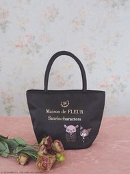 全新 日本限定 Maison de FLEUR x Sanrio 聯名合作款 Kuromi 黑色 刺繡 手提袋 購物袋  (需訂購）