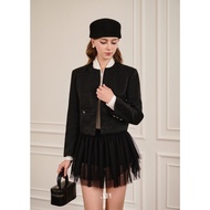 SA Fayena Coat - Black Sequined DadJacket - Faye Skirt - Short Black Mesh Skirt