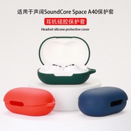 【Stock Ready】Case for Anker SoundCore Space A40 Solid Color Silicone Earphone Soft Cover with Hook