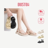 DUSTO Sandals Women Casual Laced-Up Sandals Round Toe Thick-Soled Height-Increasing Shoes Summer DW2