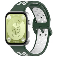 全城熱賣 - 適用於 華為 Watch Fit 3 雙色透氣硅膠運動錶帶（綠+白）