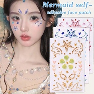 1/2/3Pcs Charming Mermaid Face Sticker  - DIY Self Adhesive Girl Kids Party Face Sticker - Cosplay 3