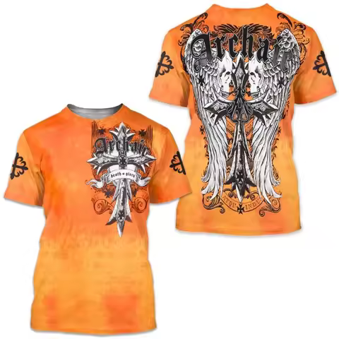 Archaic By Affliction Colisson Men's T-Shirt Vintage 3D Graphic Print T Shirt Short Sleeve Tee Stree