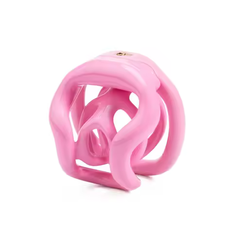 Small Two-tier Permanent Plastic Pink Black Male Chasity Cage Femboy Cock Lock for Men Boy