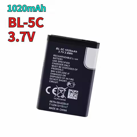 BL-5C 1020mAh 3.7v Rechargeable Li Ion Batteries for Nokia 2600 1100 1110 1112 2610 6230 6630 Mobile