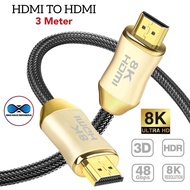 Hdmi Cable Premium Quality Hight Speed Male To Male 8K Ultra HD 3Meter PC Computer TV HDTV Projector