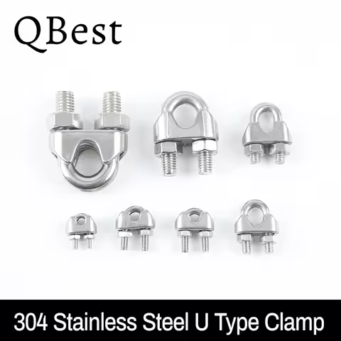 QBest U type Clamp 304 Stainless Steel Wire Clips M2/3/4/5/6/8/10/12/14/16/18/20mm Rope Clip Cable B